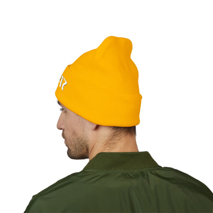 SOTAR White Logo Cuffed Beanie with Embroidery, Unisex Winter Hat