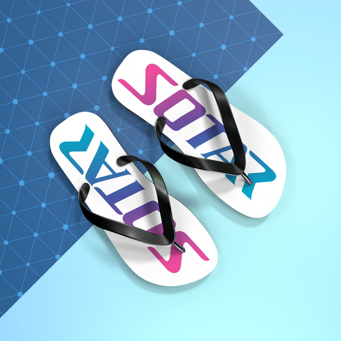 SOTAR Pink Teal Logo White Flip Flops Sandals Summer River Water Wear