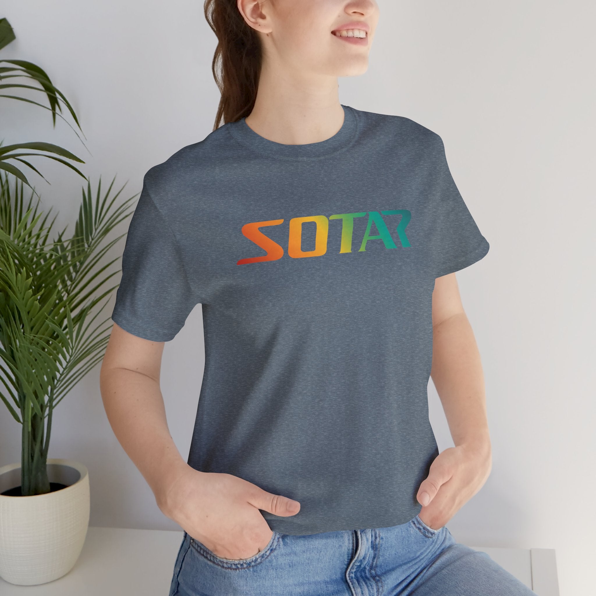 SOTAR Orange Green Gradient LOGO Graphic Tee - Unisex Casual T-Shirt, Everyday Outdoor