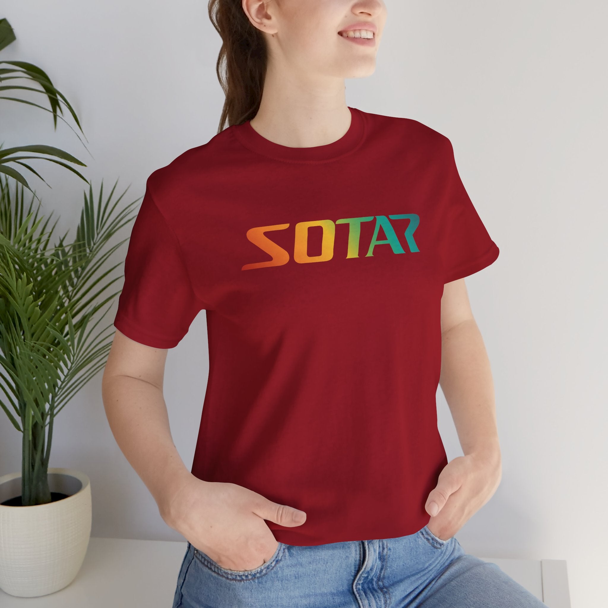 SOTAR Orange Green Gradient LOGO Graphic Tee - Unisex Casual T-Shirt, Everyday Outdoor