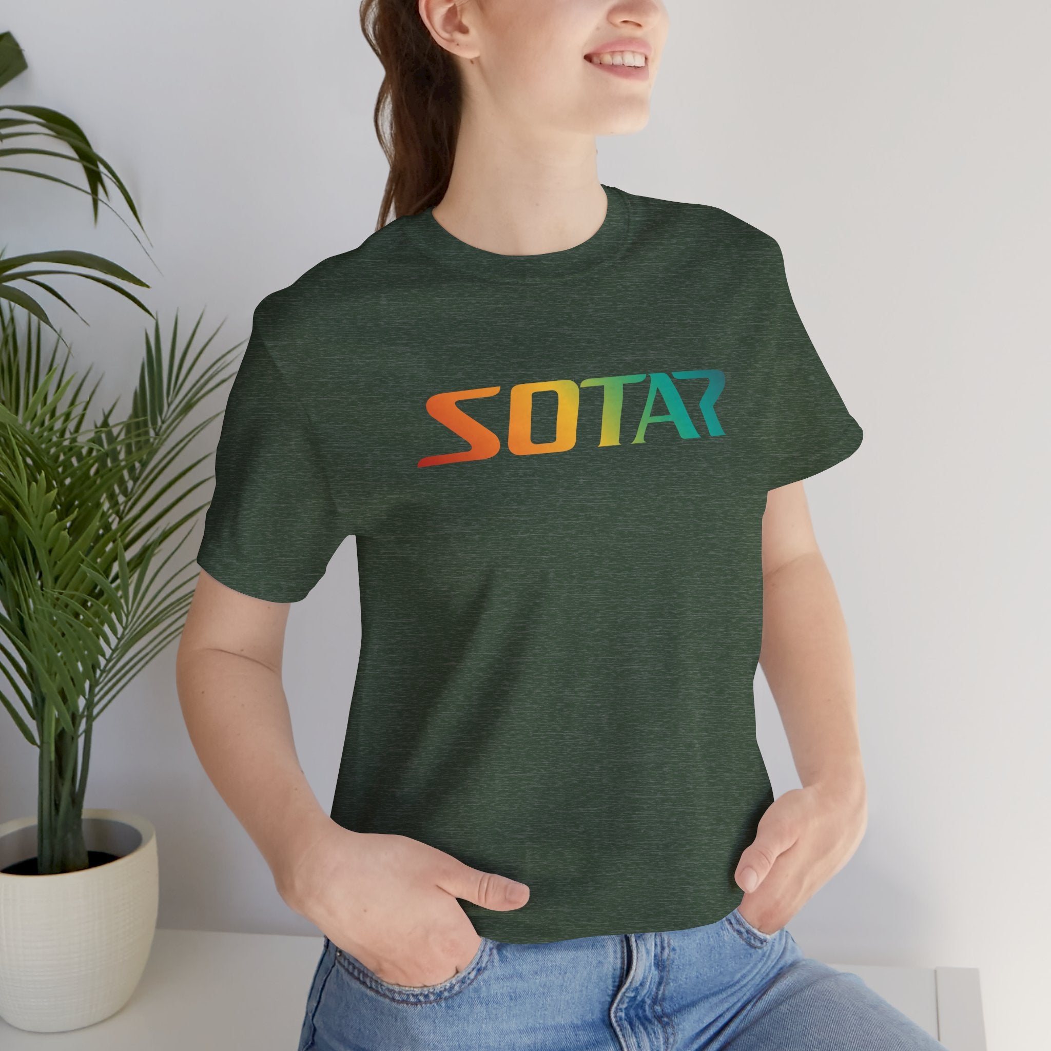 SOTAR Orange Green Gradient LOGO Graphic Tee - Unisex Casual T-Shirt, Everyday Outdoor