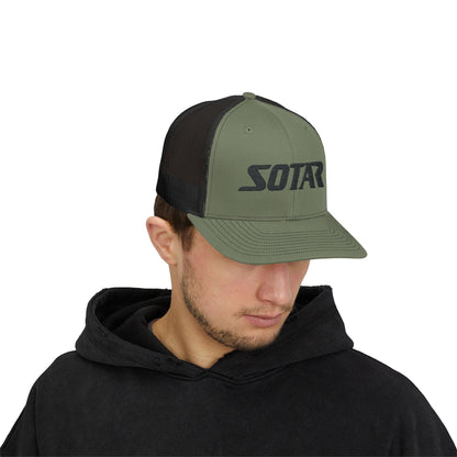 SOTAR Embroidered Black Logo Snapback Trucker Cap Baseball Hat