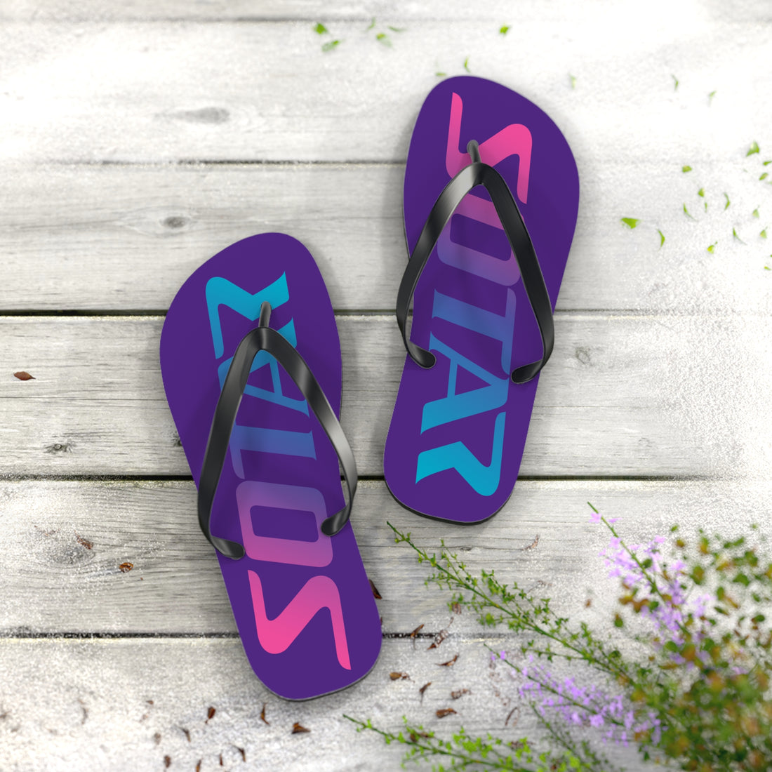 SOTAR Pink Teal Logo Purple Flip Flops Sandals Summer River Water Wear