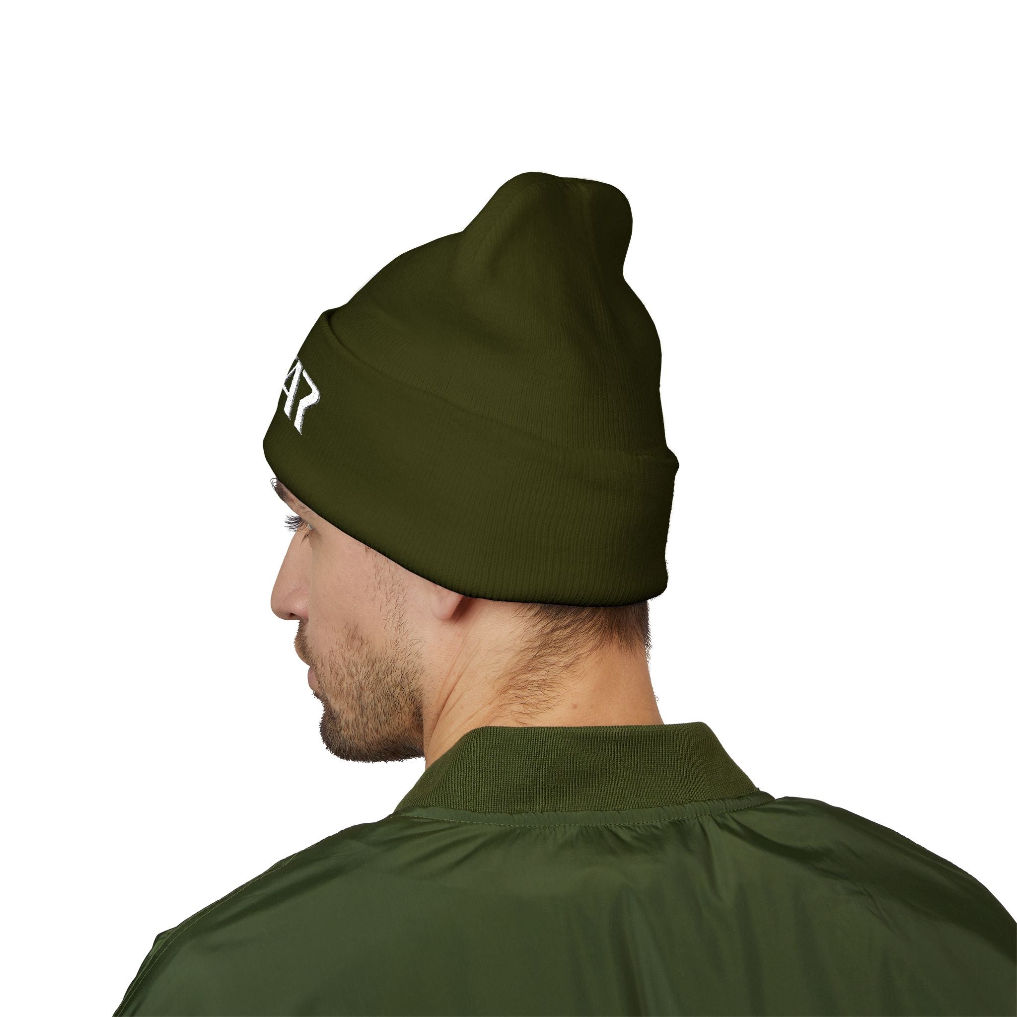 SOTAR White Logo Cuffed Beanie with Embroidery, Unisex Winter Hat