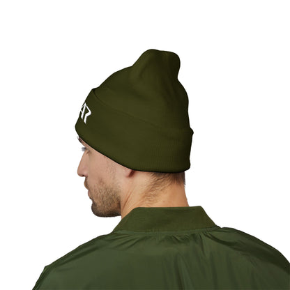 SOTAR White Logo Cuffed Beanie with Embroidery, Unisex Winter Hat