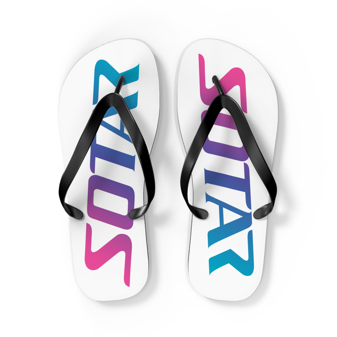 SOTAR Pink Teal Logo White Flip Flops Sandals Summer River Water Wear