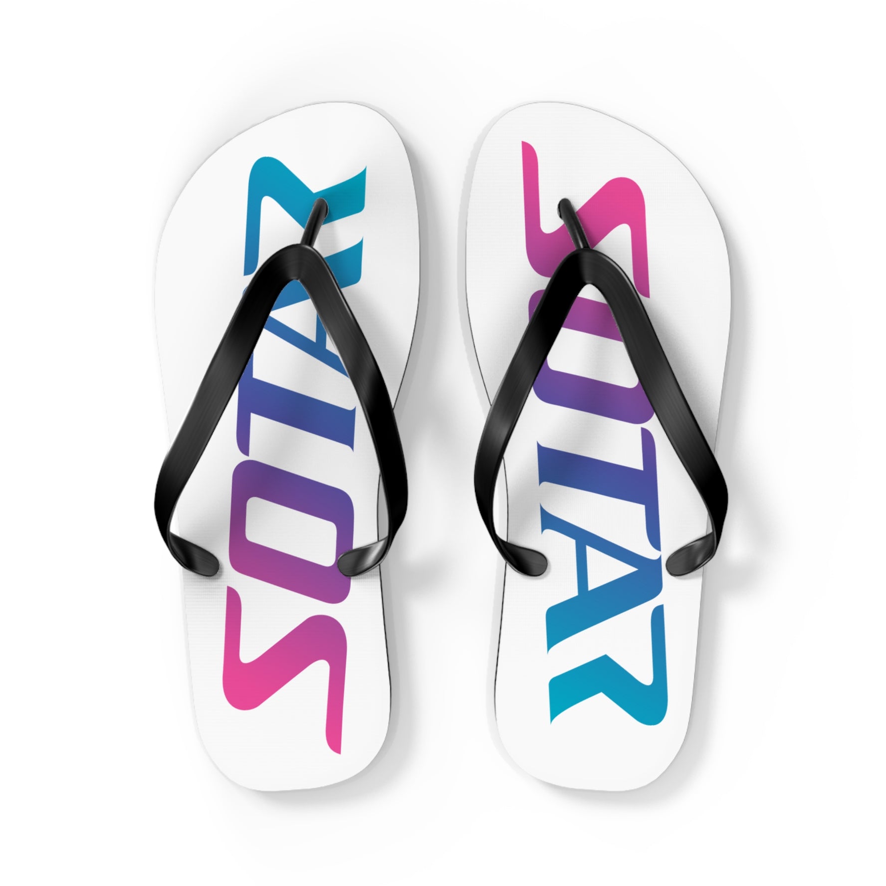 SOTAR Pink Teal Logo White Flip Flops Sandals Summer River Water Wear