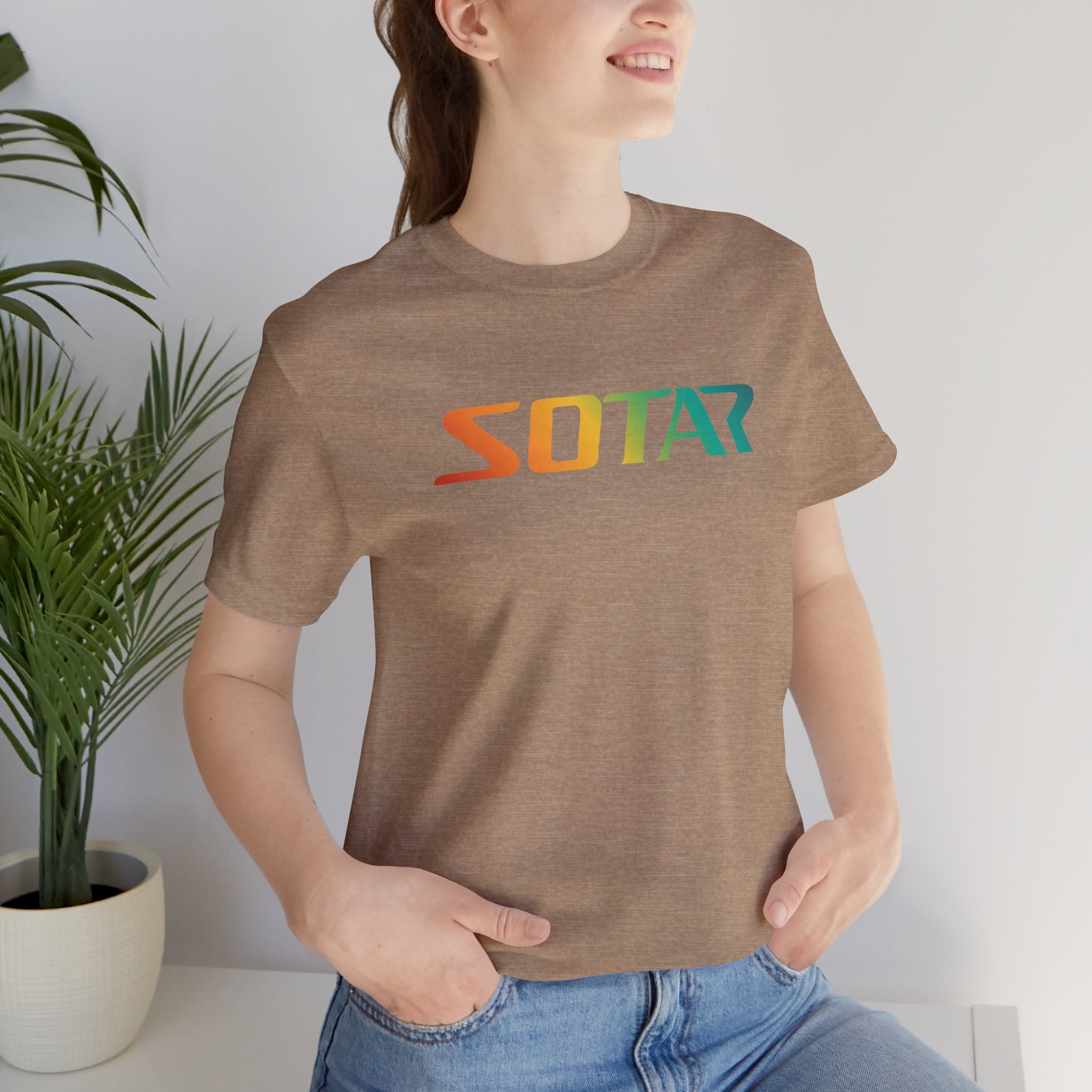 SOTAR Orange Green Gradient LOGO Graphic Tee - Unisex Casual T-Shirt, Everyday Outdoor