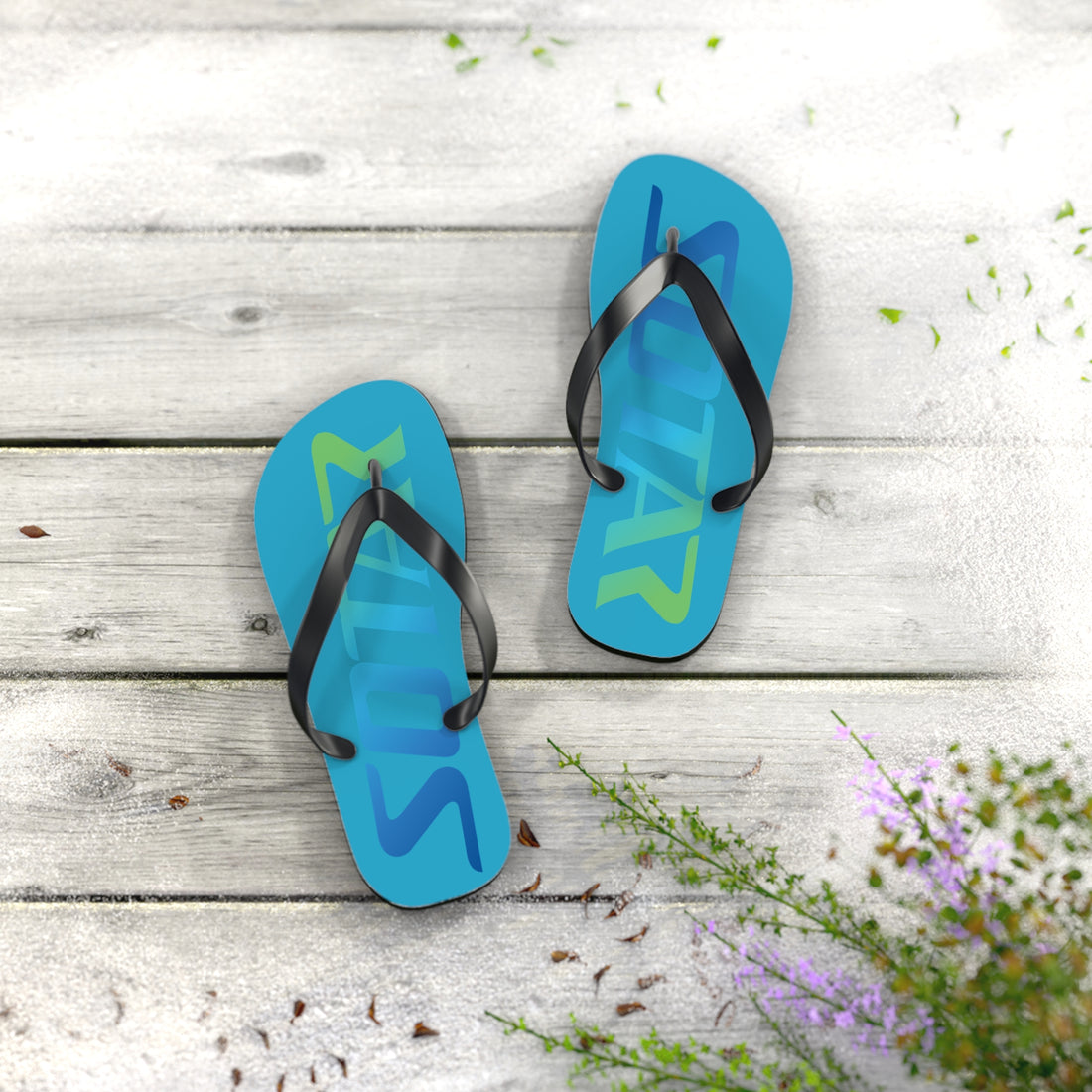 SOTAR Ocean Logo Teal Flip Flops Sandals Summer River Water Wear