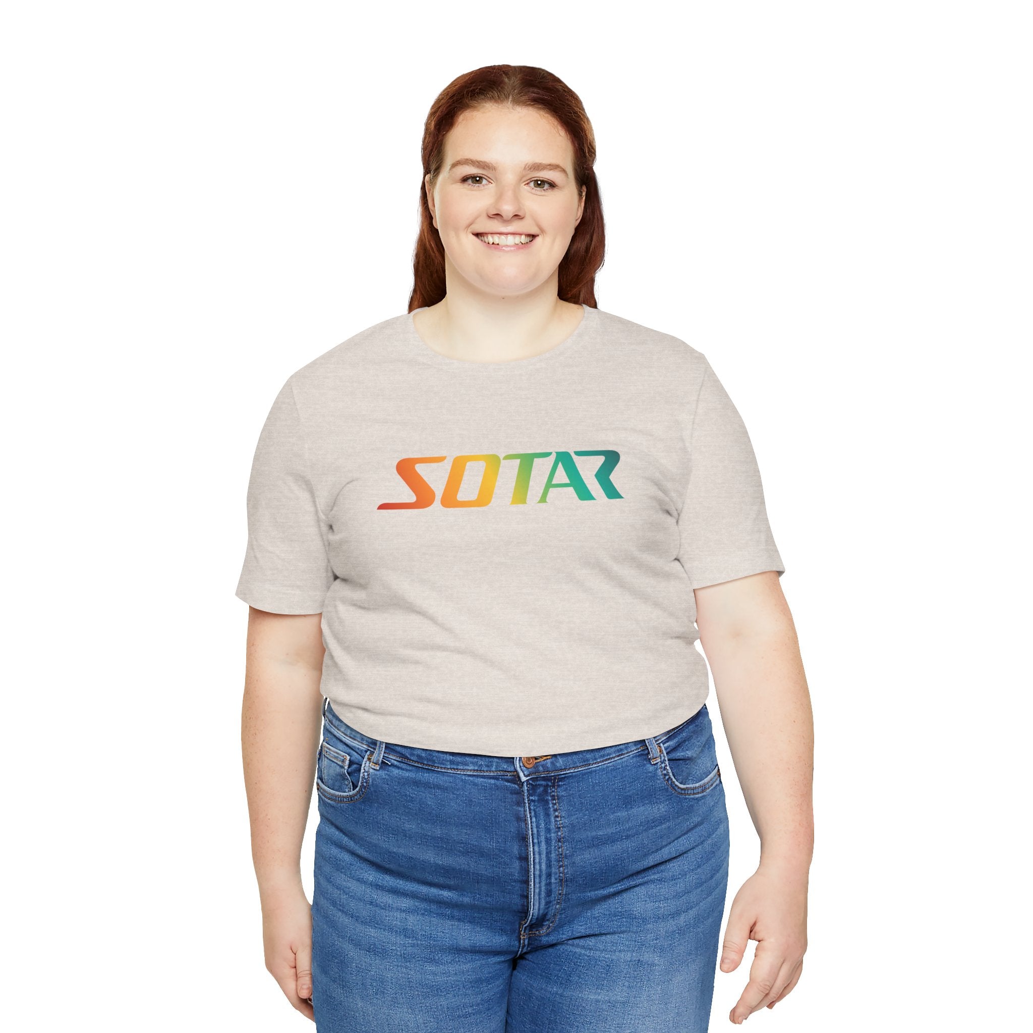SOTAR Orange Green Gradient LOGO Graphic Tee - Unisex Casual T-Shirt, Everyday Outdoor