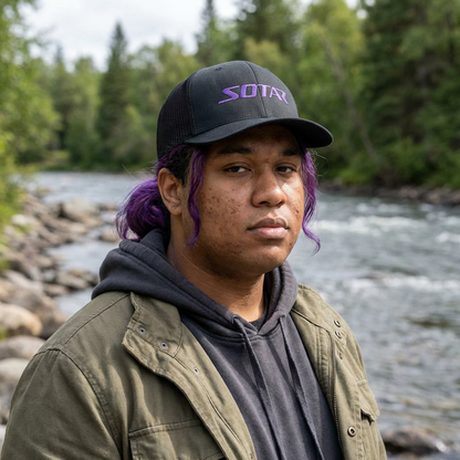 Snapback Trucker Cap - Purple Logo