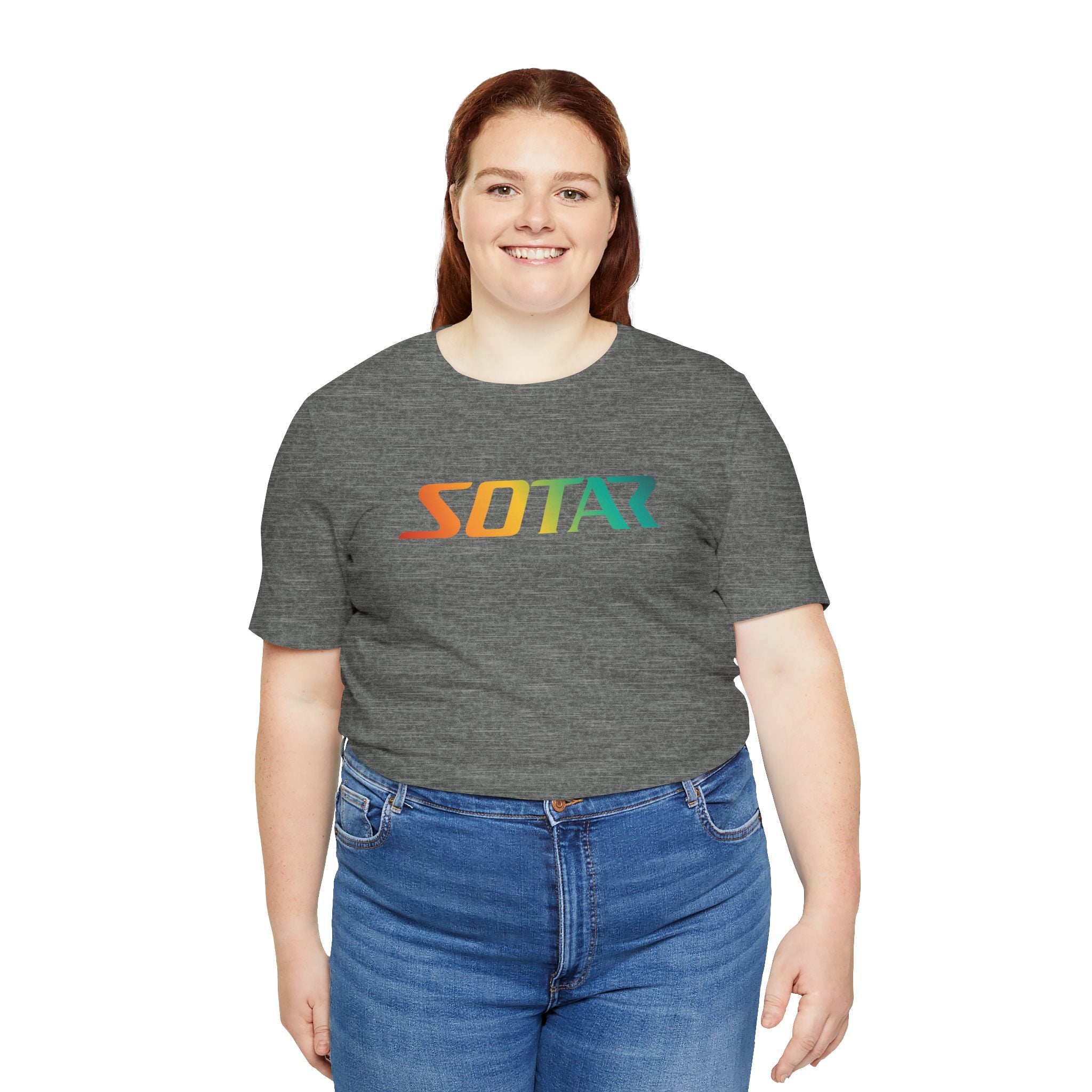 SOTAR Orange Green Gradient LOGO Graphic Tee - Unisex Casual T-Shirt, Everyday Outdoor