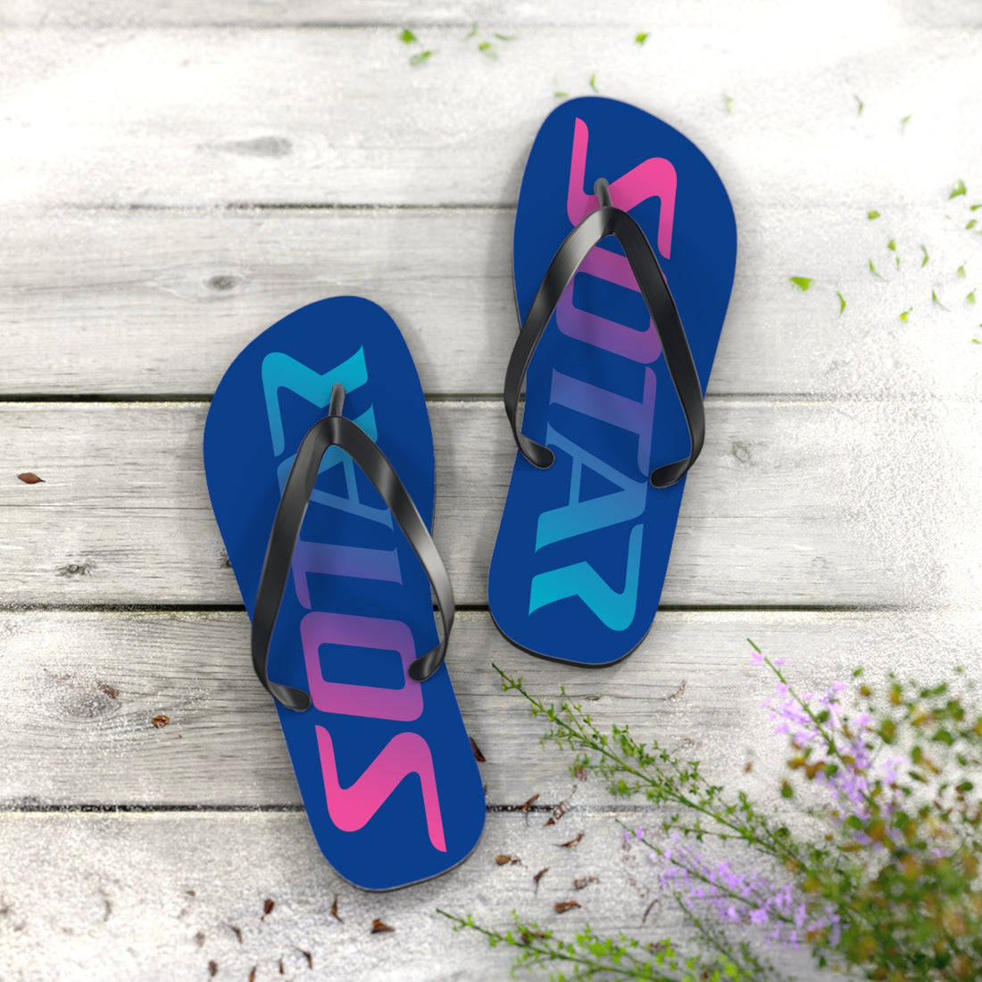 SOTAR Pink Teal Logo Blue Flip Flops Sandals Summer River Water Wear