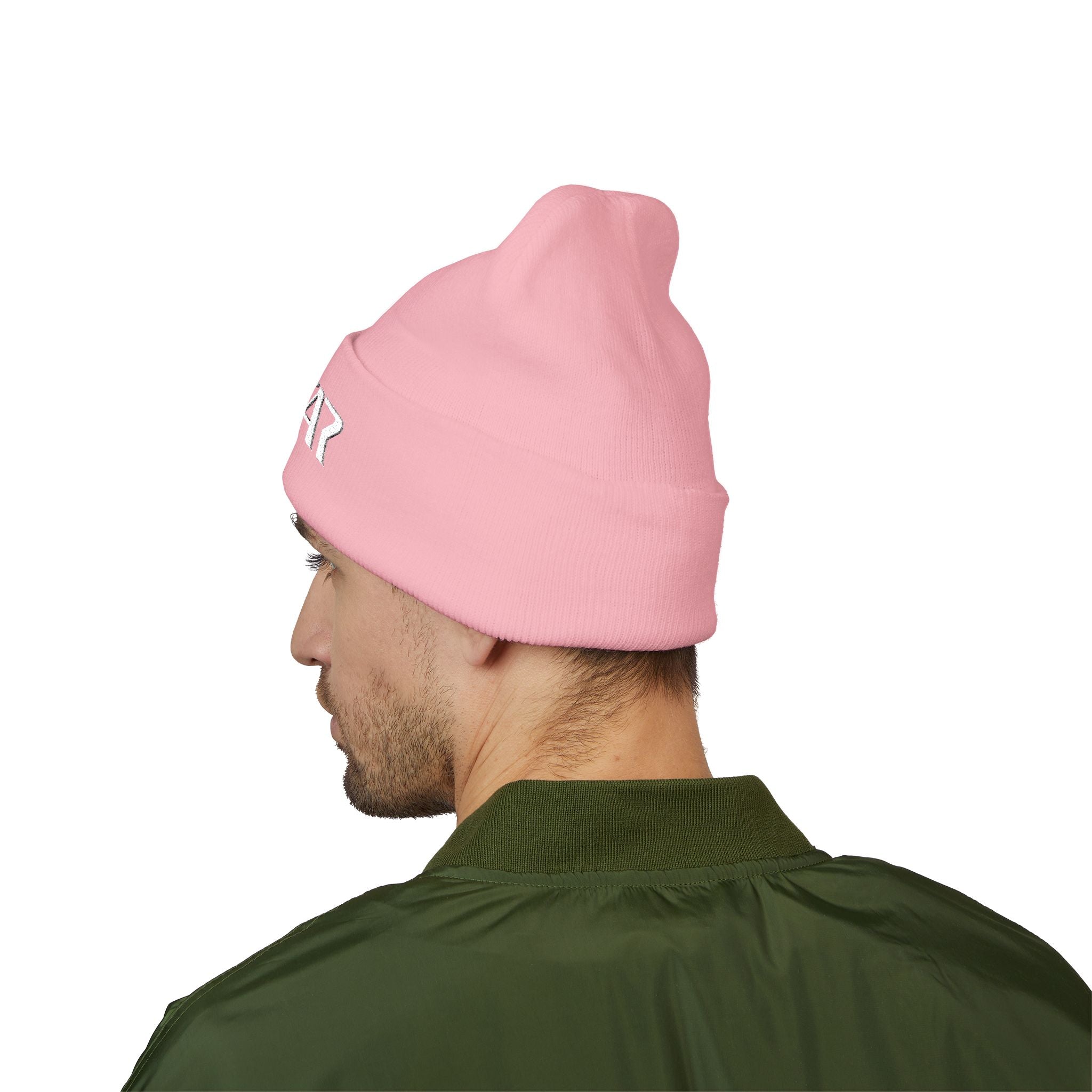 SOTAR White Logo Cuffed Beanie with Embroidery, Unisex Winter Hat