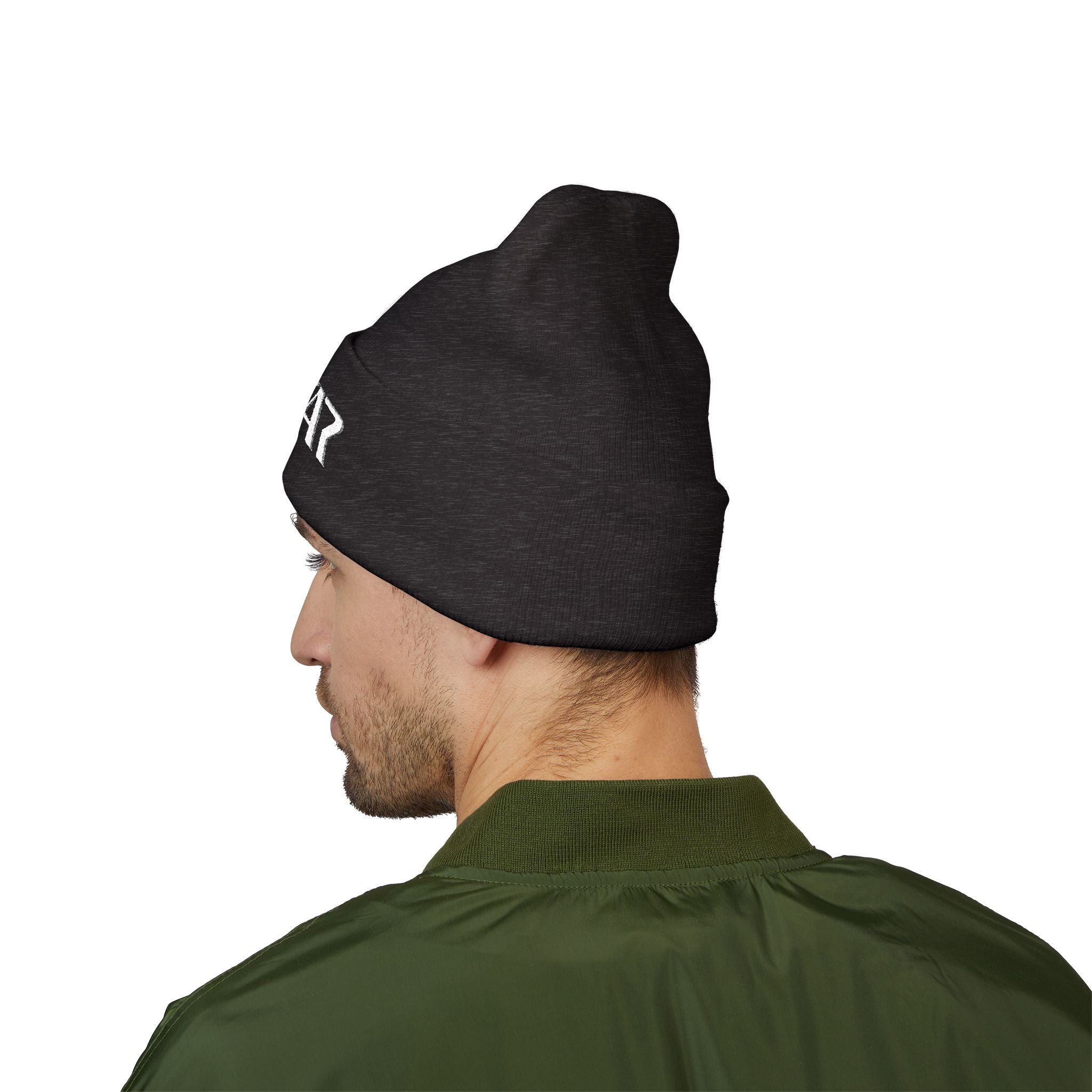 SOTAR White Logo Cuffed Beanie with Embroidery, Unisex Winter Hat