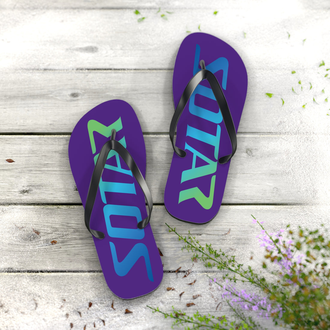 SOTAR Ocean Logo Purple Flip Flops Sandals Summer River Water Wear