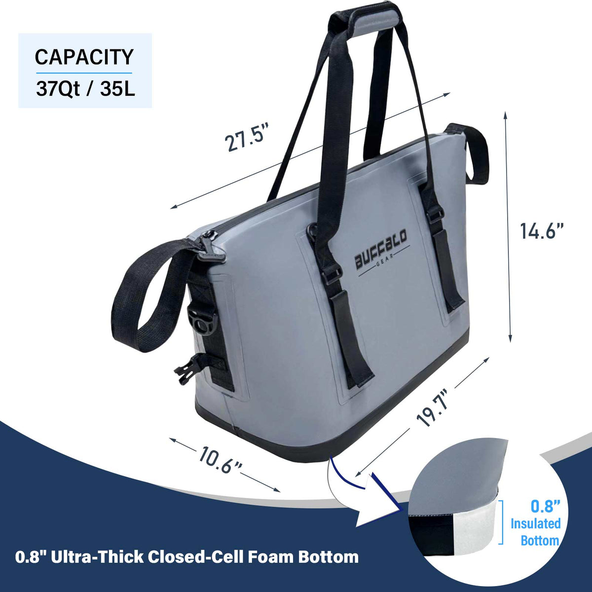 Sac isotherme sans couture pour poissons 35 L (37 QT)