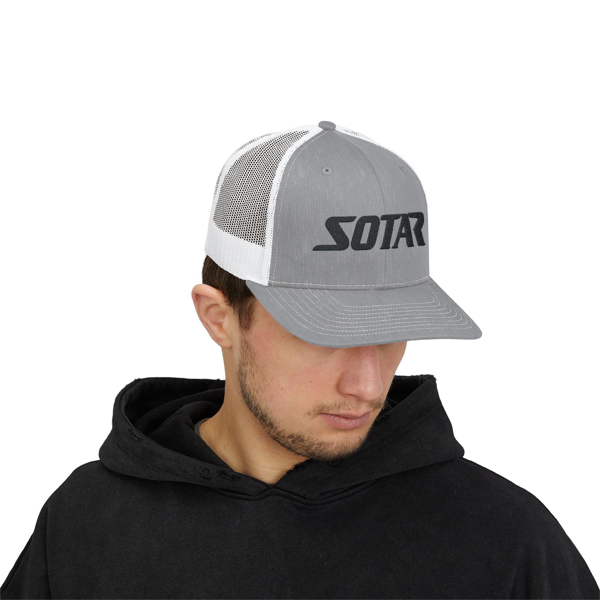 SOTAR Embroidered Black Logo Snapback Trucker Cap Baseball Hat