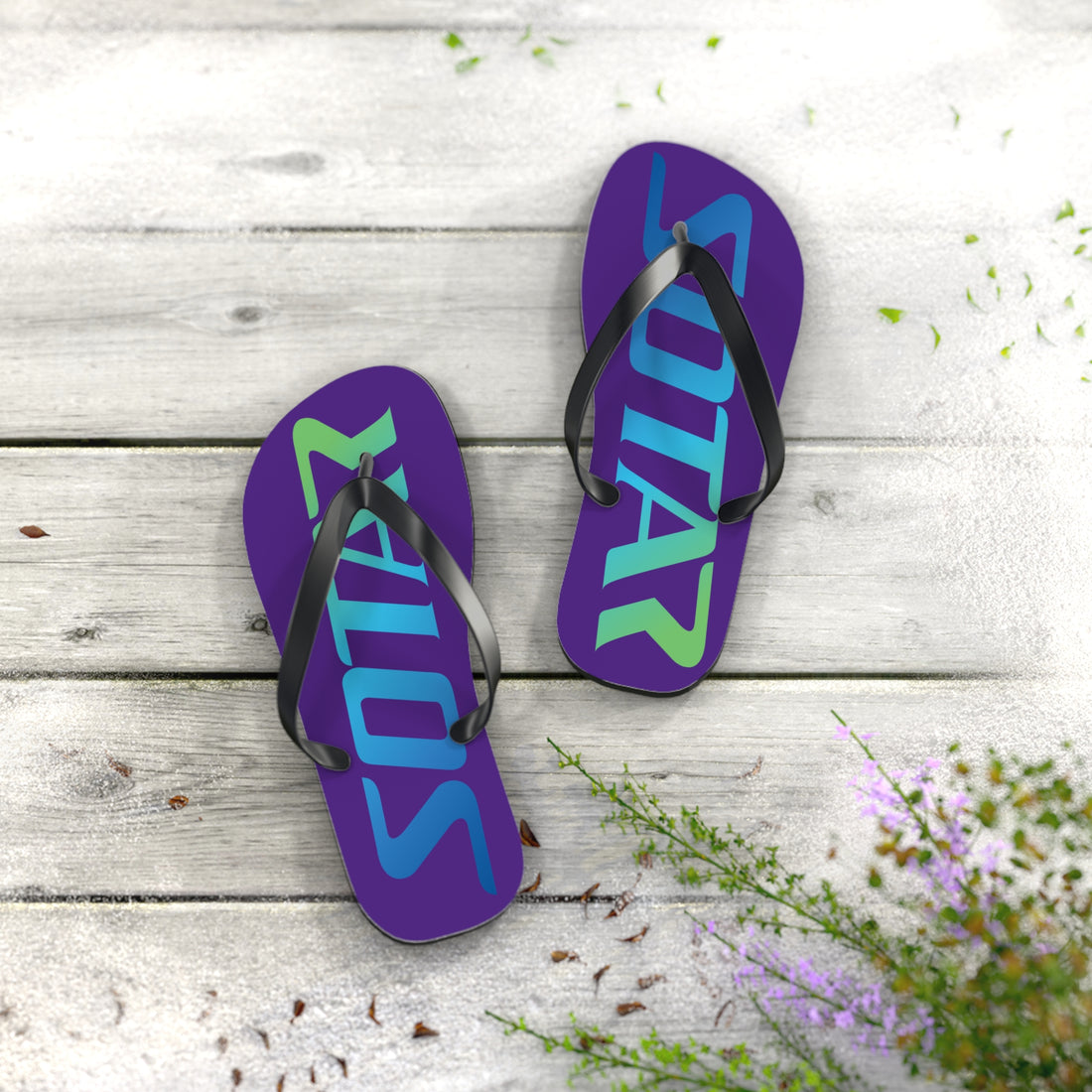 SOTAR Ocean Logo Purple Flip Flops Sandals Summer River Water Wear