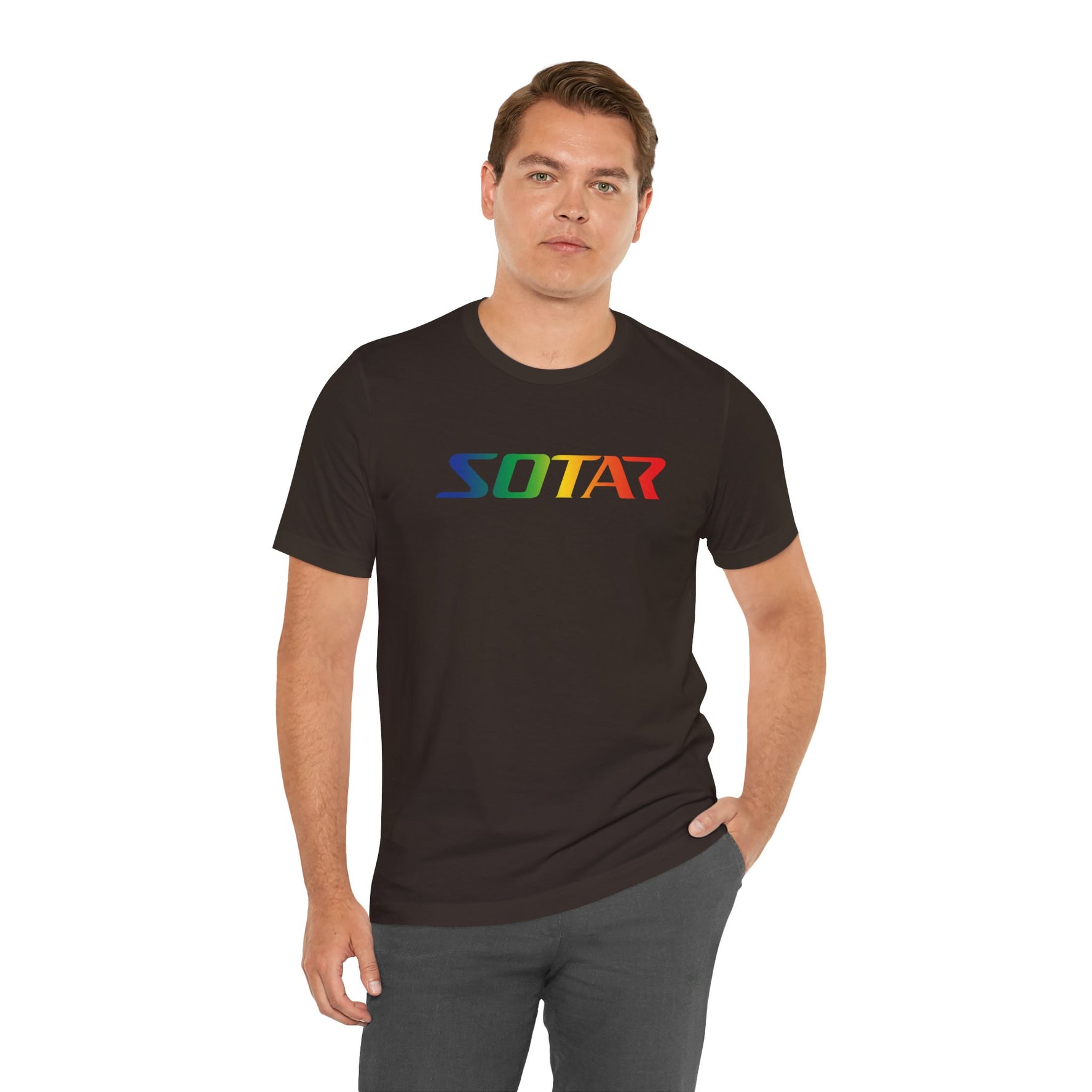 SOTAR Rainbow Blue Gradient LOGO Graphic Tee - Unisex Casual T-Shirt, Everyday Outdoor