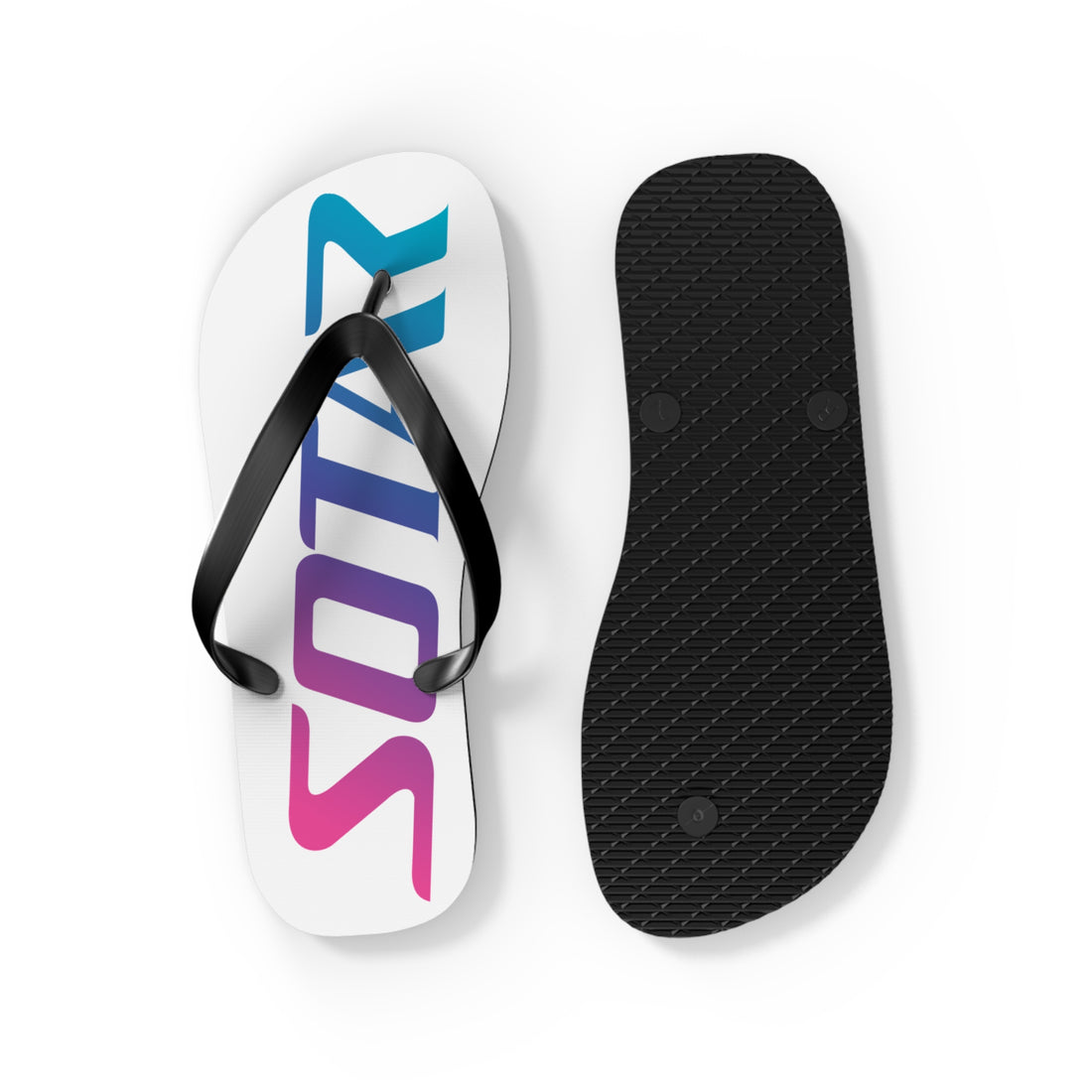 SOTAR Pink Teal Logo White Flip Flops Sandals Summer River Water Wear