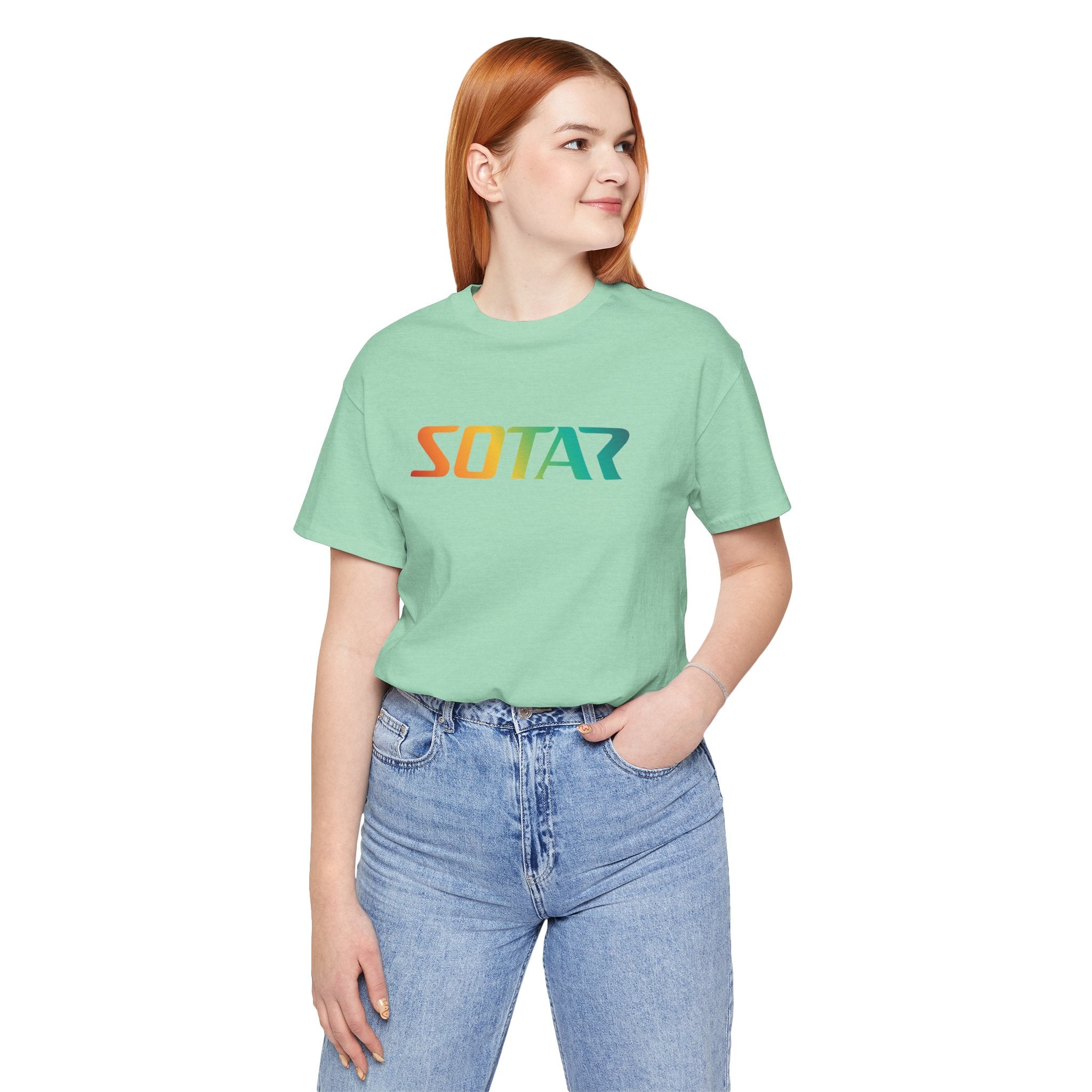 SOTAR Orange Green Gradient LOGO Graphic Tee - Unisex Casual T-Shirt, Everyday Outdoor