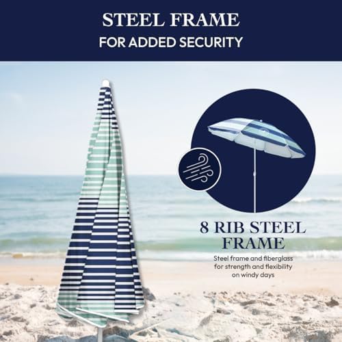 Beach Sun Umbrella, Full 6 ft Arc