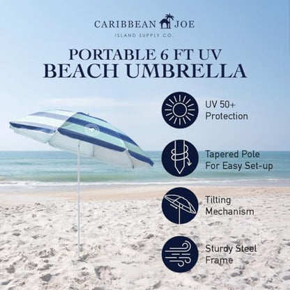 Beach Sun Umbrella, Full 6 ft Arc