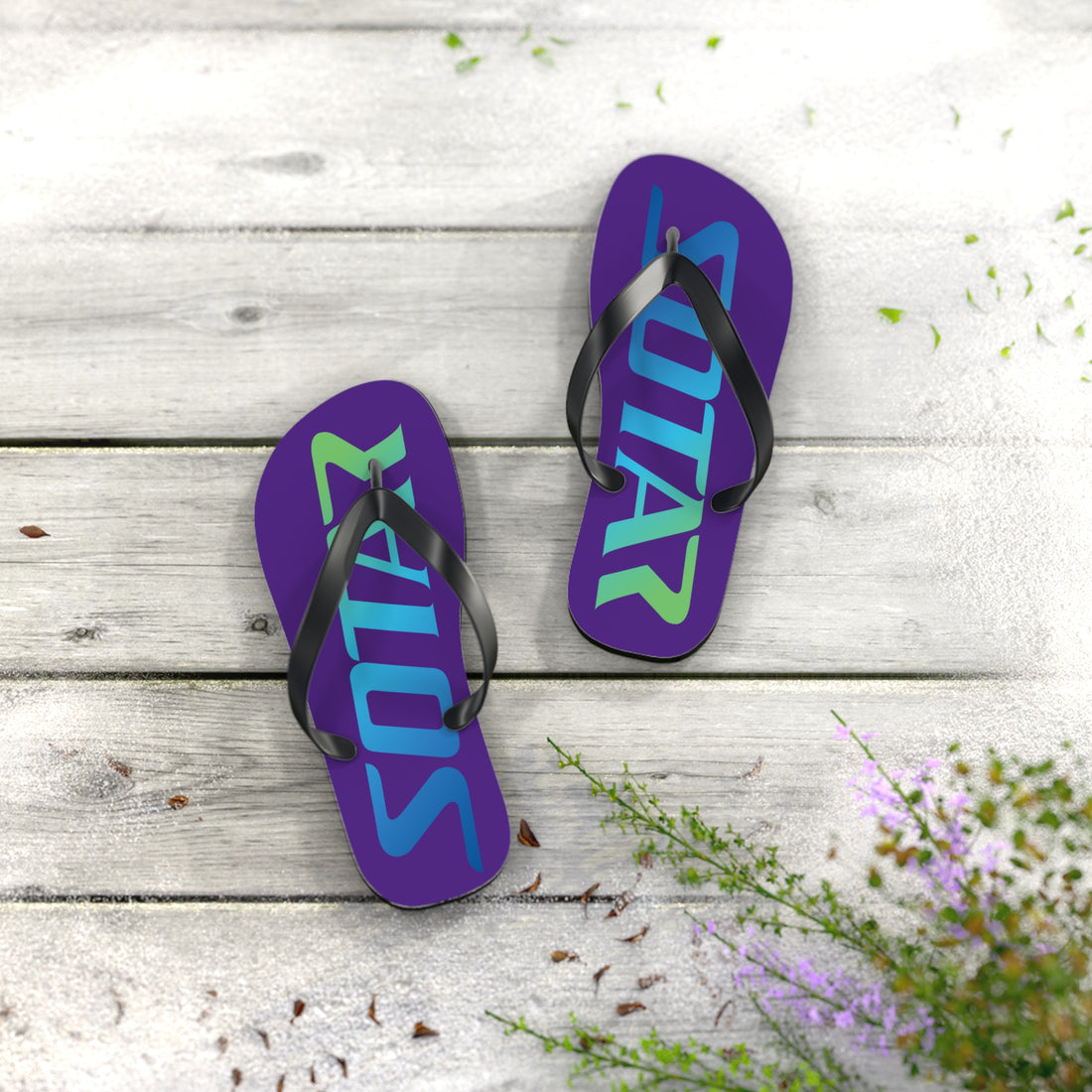 SOTAR Ocean Logo Purple Flip Flops Sandals Summer River Water Wear
