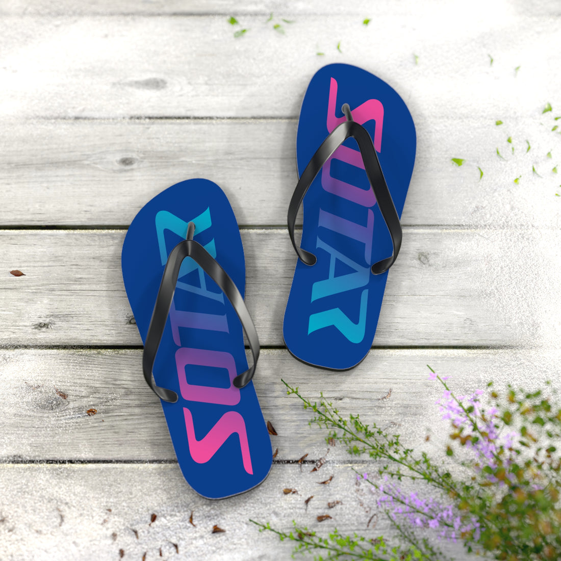 SOTAR Pink Teal Logo Blue Flip Flops Sandals Summer River Water Wear