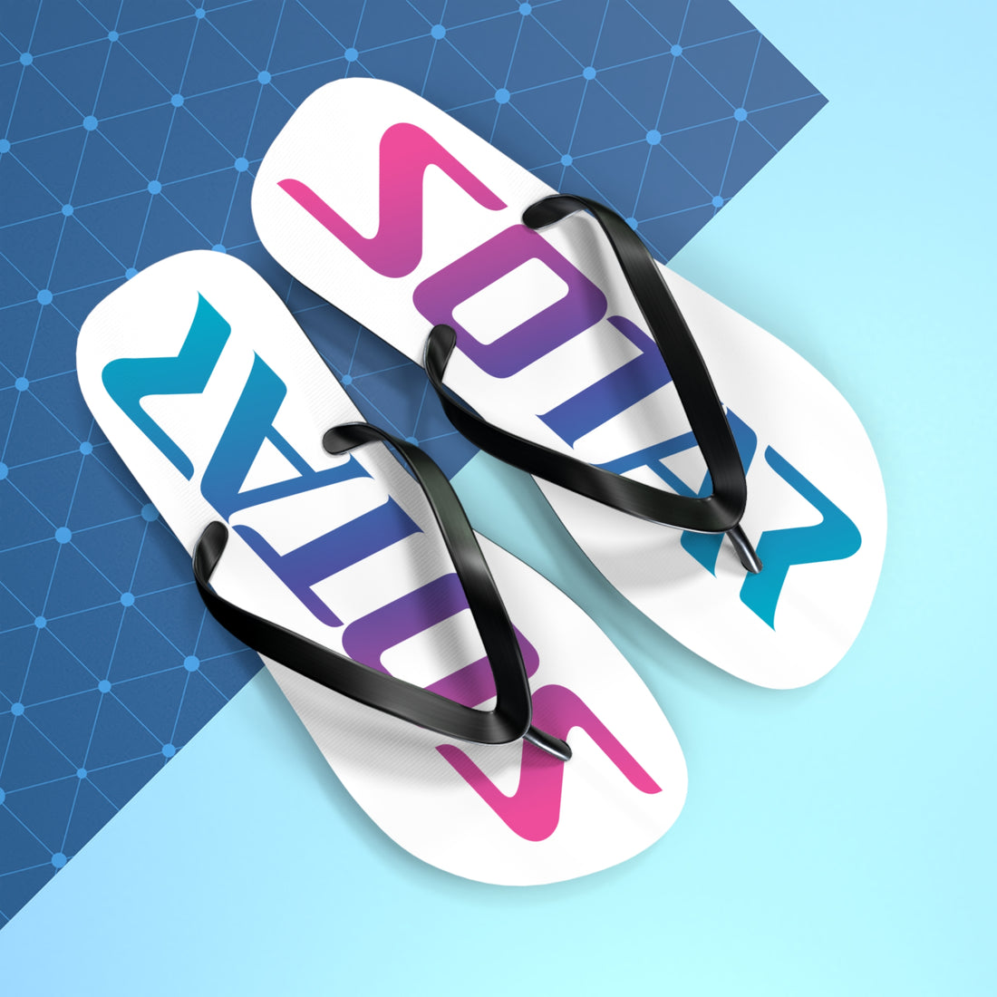 SOTAR Pink Teal Logo White Flip Flops Sandals Summer River Water Wear