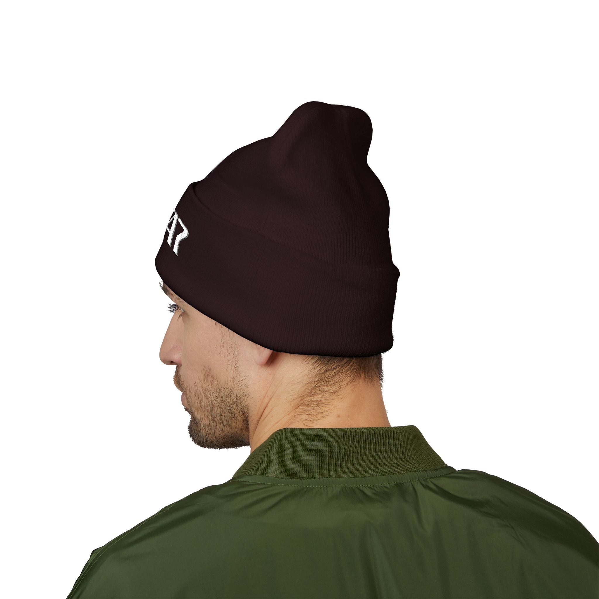 SOTAR White Logo Cuffed Beanie with Embroidery, Unisex Winter Hat