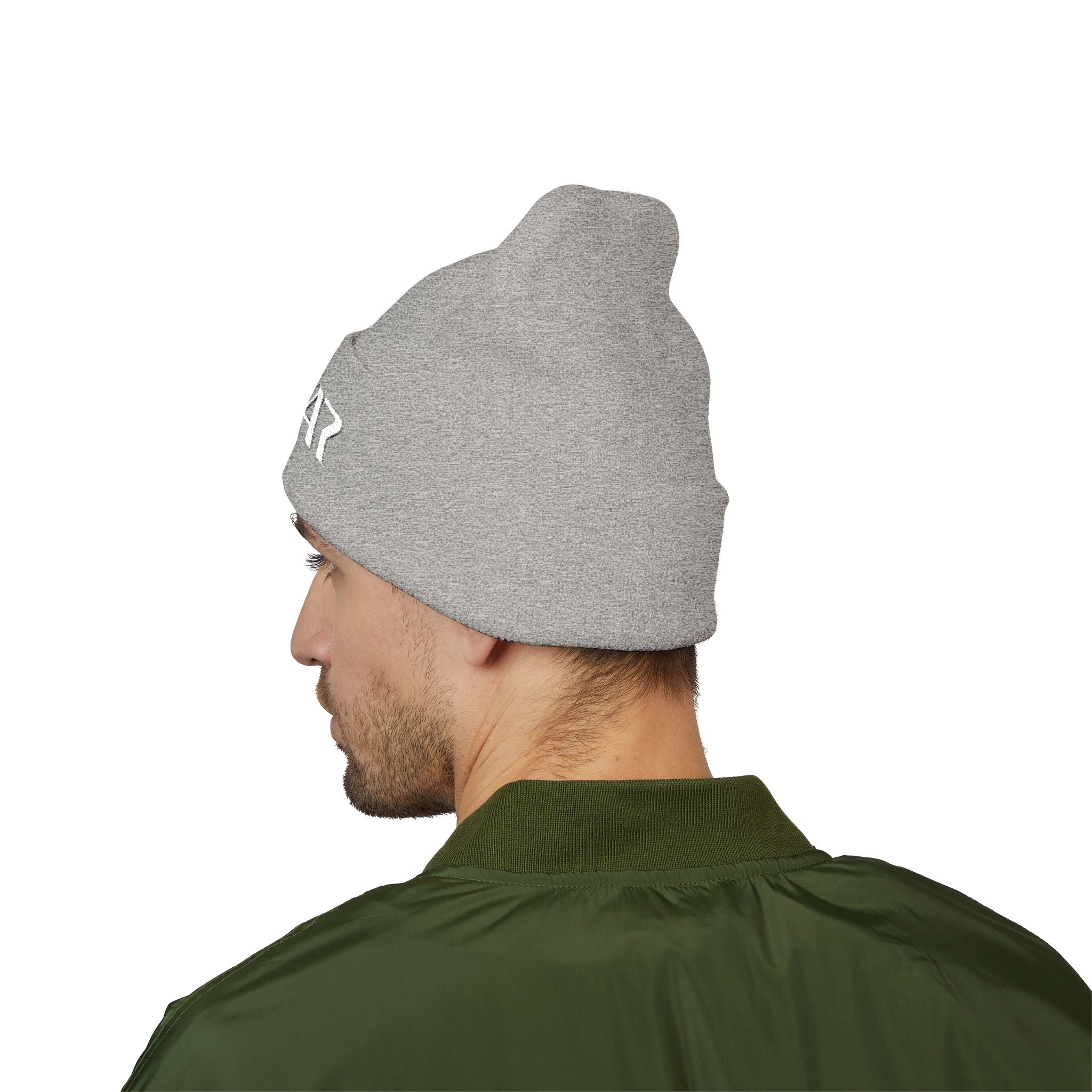 SOTAR White Logo Cuffed Beanie with Embroidery, Unisex Winter Hat