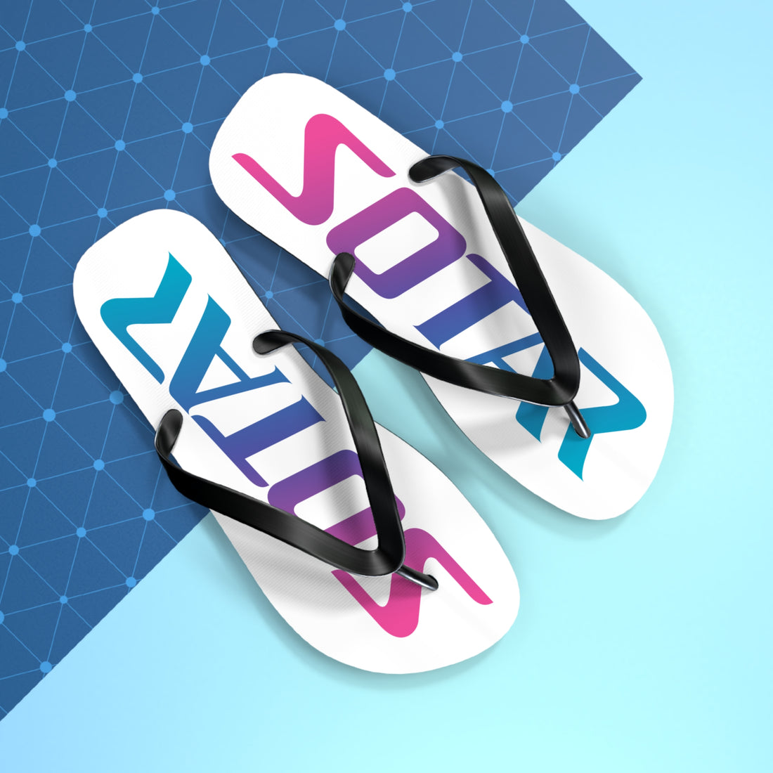 SOTAR Pink Teal Logo White Flip Flops Sandals Summer River Water Wear