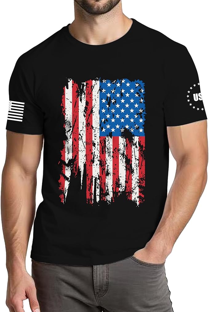 SOTAR 4th of July Shirts Men:USA American Flag Patriotic Independence Day