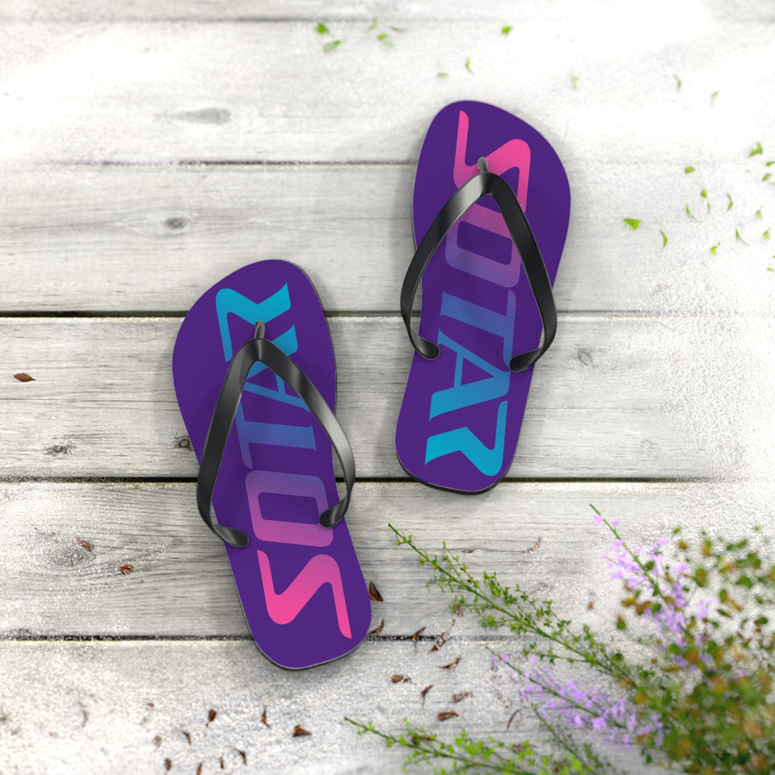 SOTAR Pink Teal Logo Purple Flip Flops Sandals Summer River Water Wear