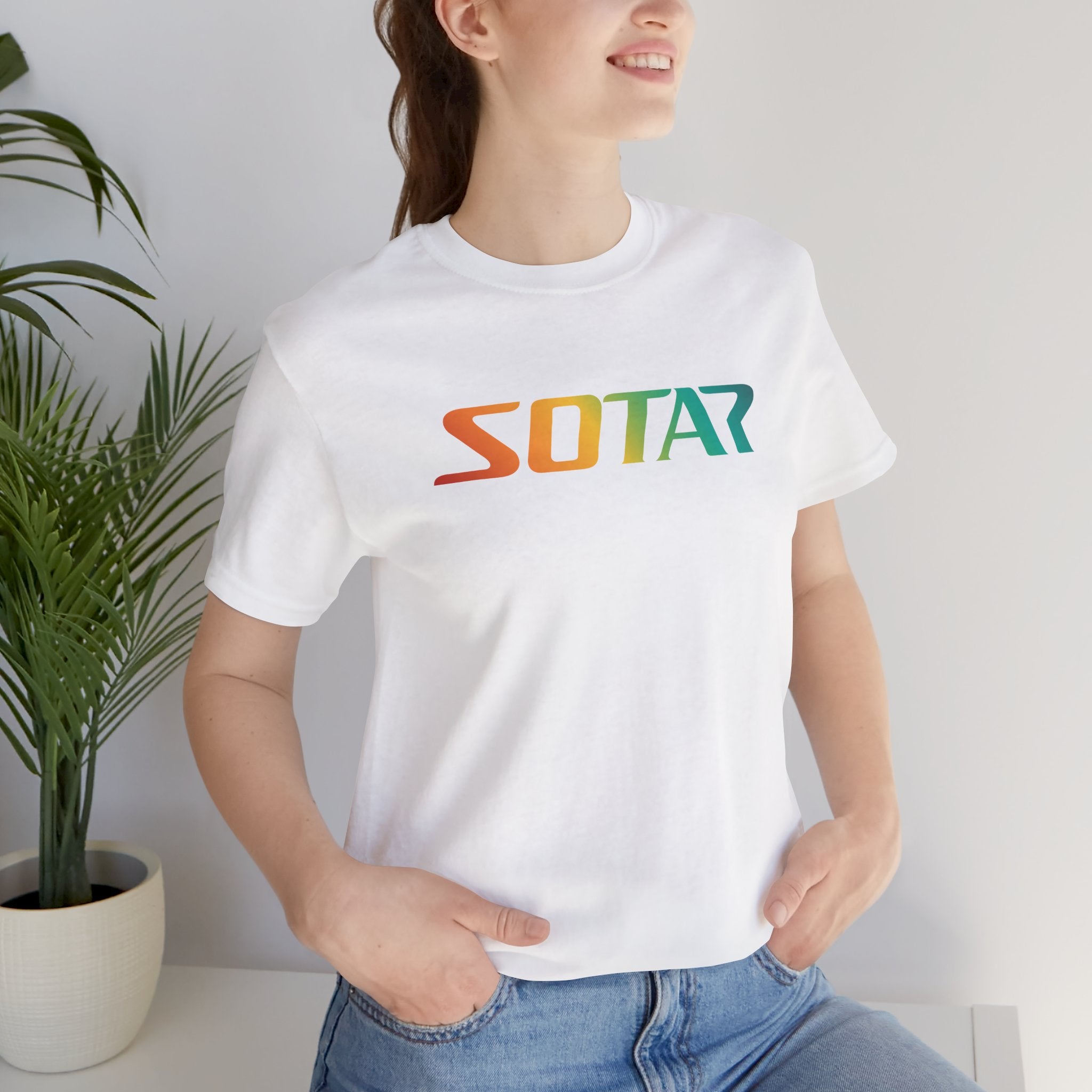 SOTAR Orange Green Gradient LOGO Graphic Tee - Unisex Casual T-Shirt, Everyday Outdoor