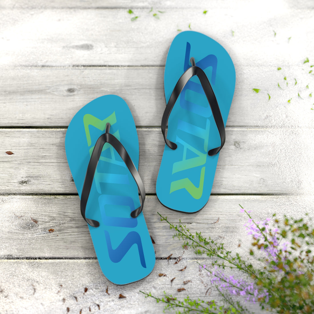 SOTAR Ocean Logo Teal Flip Flops Sandals Summer River Water Wear
