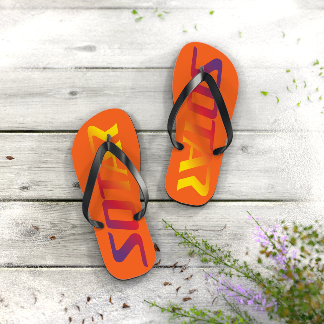 SOTAR Sunset Logo Orange Flip Flops Sandals Summer River Water Wear