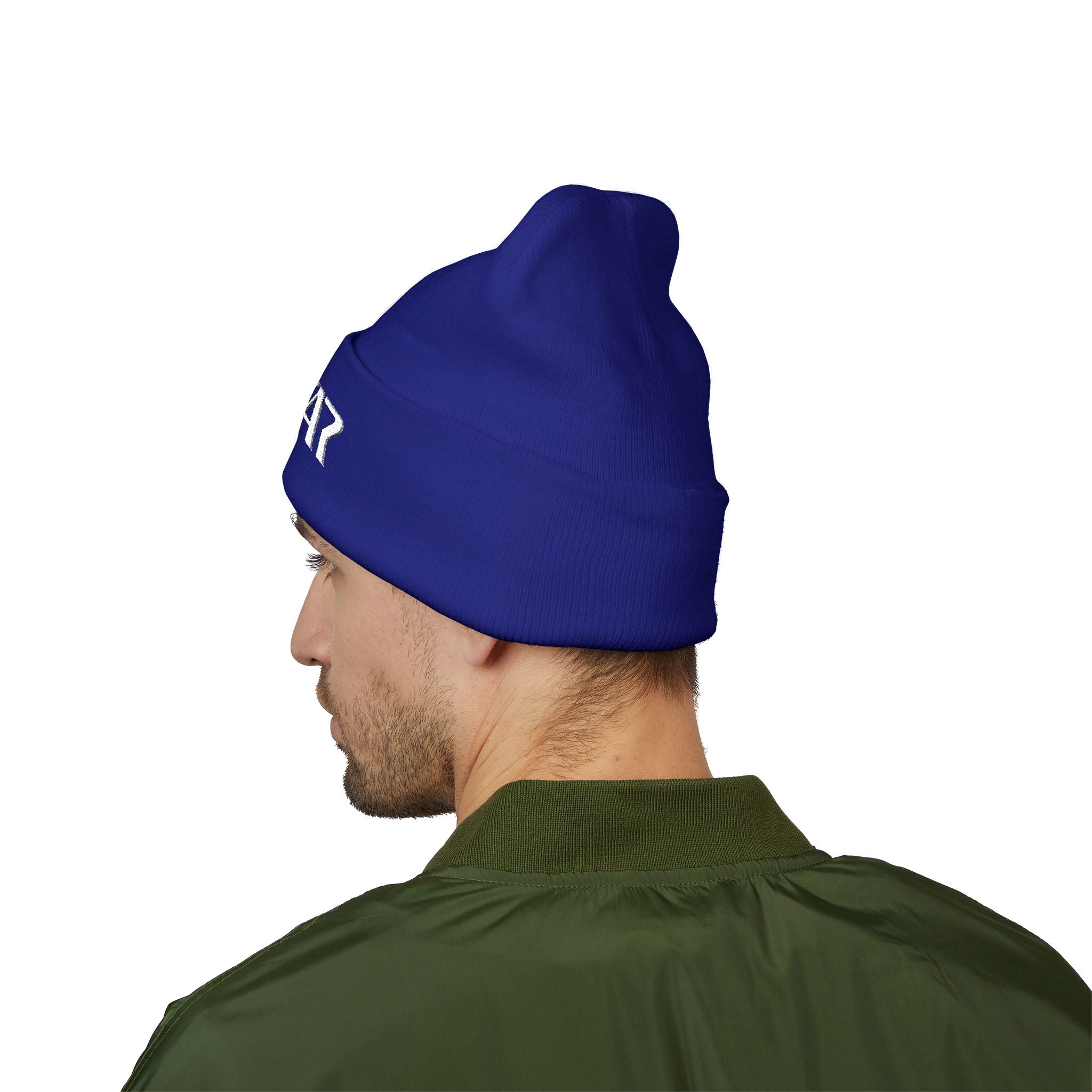 SOTAR White Logo Cuffed Beanie with Embroidery, Unisex Winter Hat