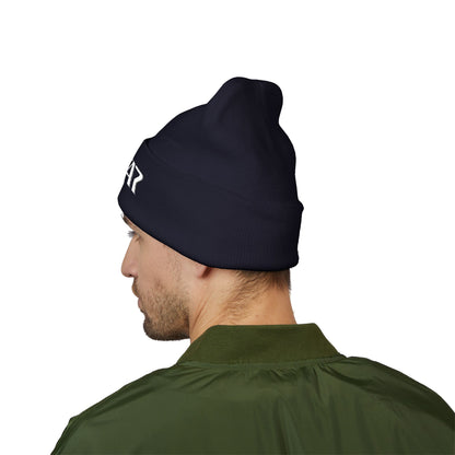 SOTAR White Logo Cuffed Beanie with Embroidery, Unisex Winter Hat