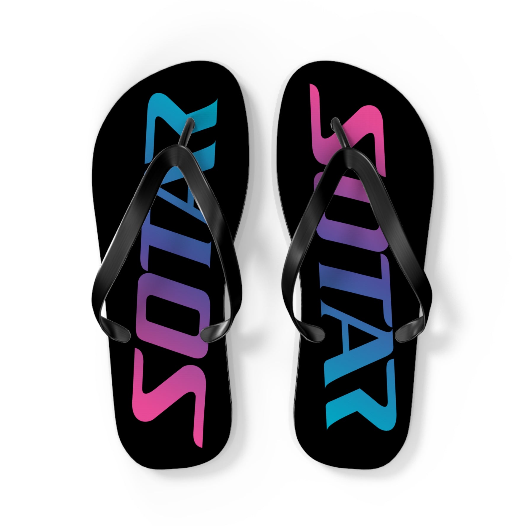 SOTAR Pink Teal Logo Black Flip Flops Sandals Summer River Water Wear