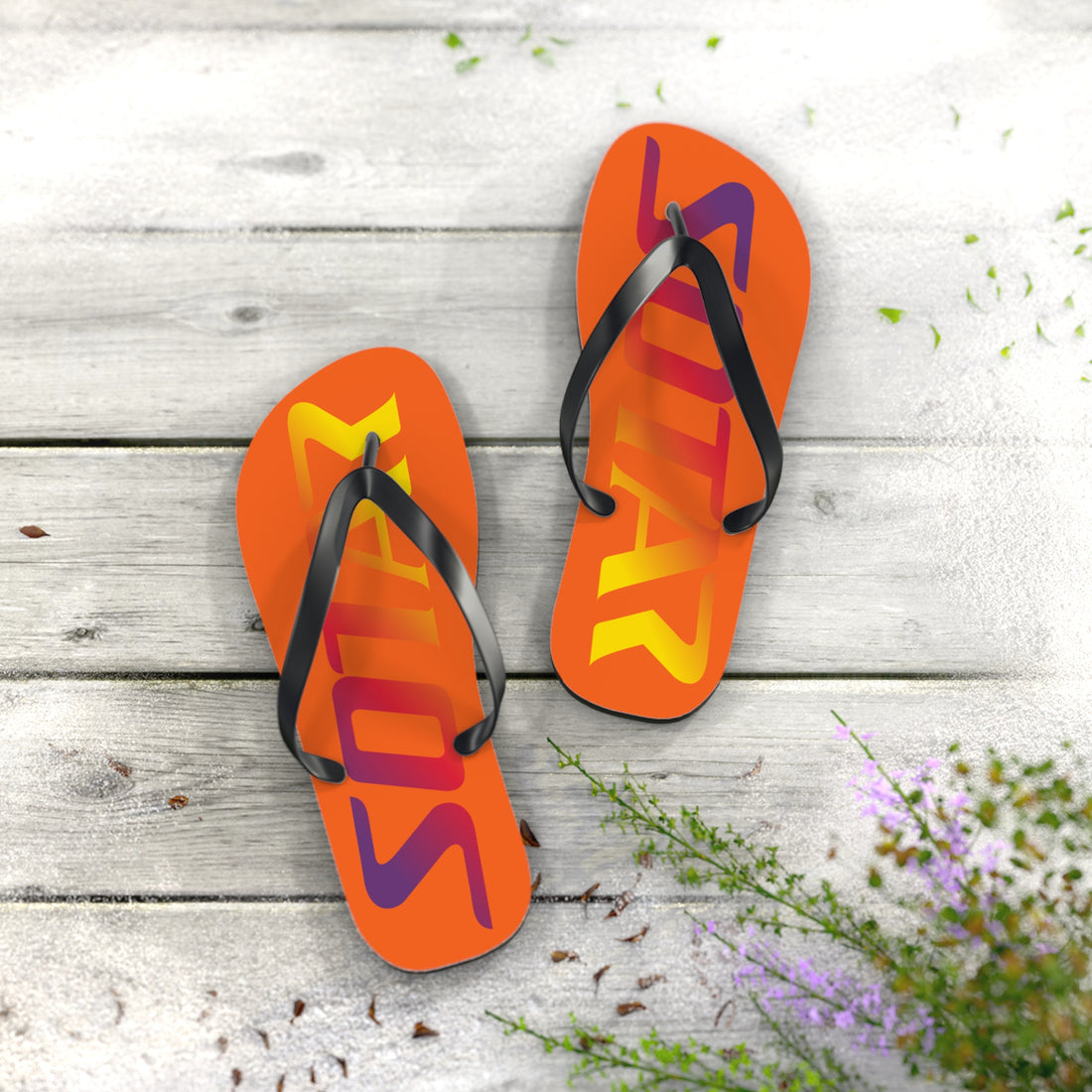 SOTAR Sunset Logo Orange Flip Flops Sandals Summer River Water Wear