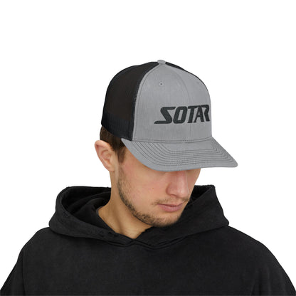 SOTAR Embroidered Black Logo Snapback Trucker Cap Baseball Hat