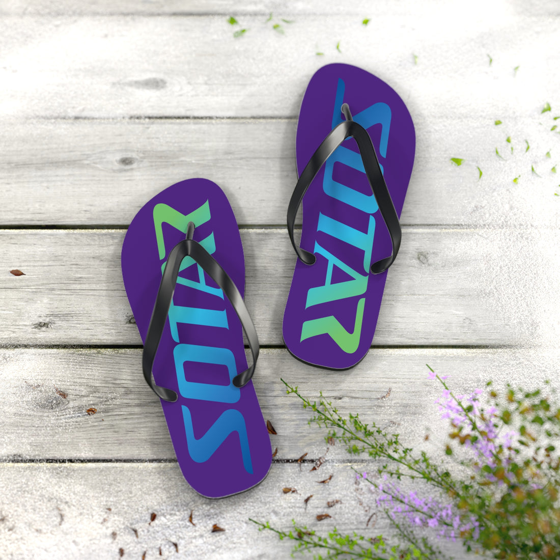 SOTAR Ocean Logo Purple Flip Flops Sandals Summer River Water Wear