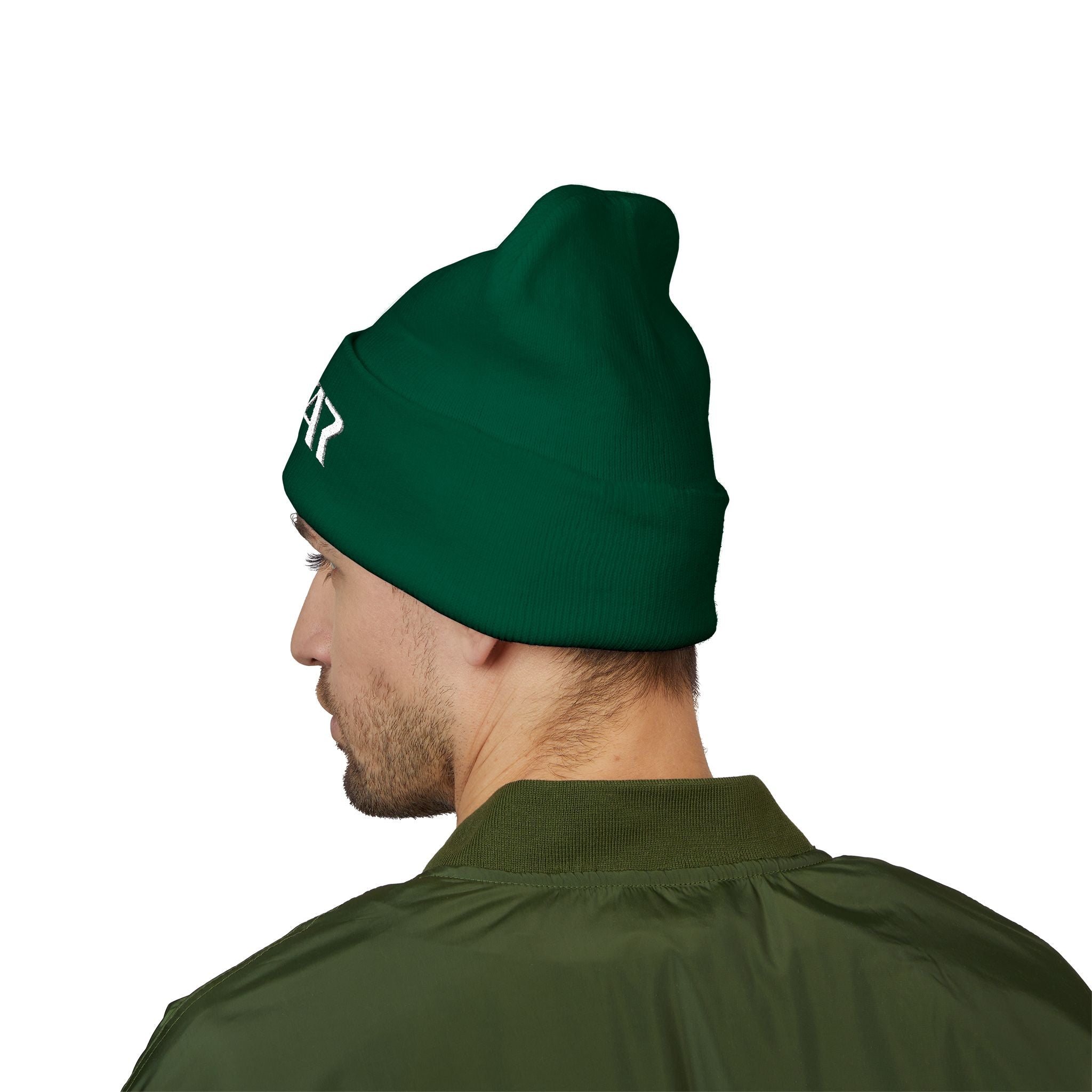 SOTAR White Logo Cuffed Beanie with Embroidery, Unisex Winter Hat