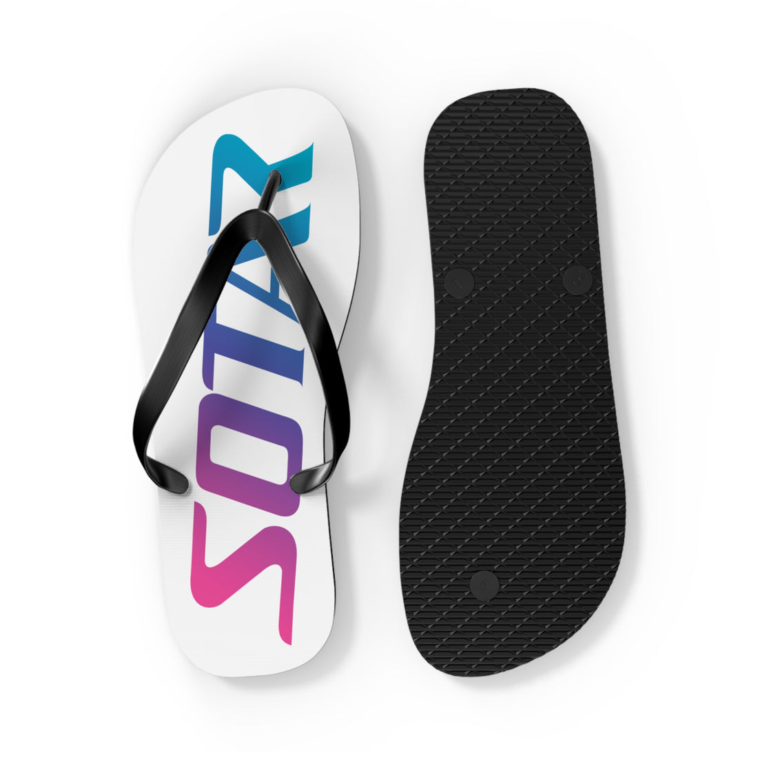 SOTAR Pink Teal Logo White Flip Flops Sandals Summer River Water Wear