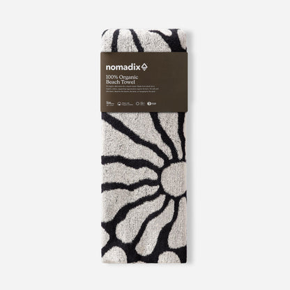 Organic Cotton Beach Towel: Lazy Daisy Black