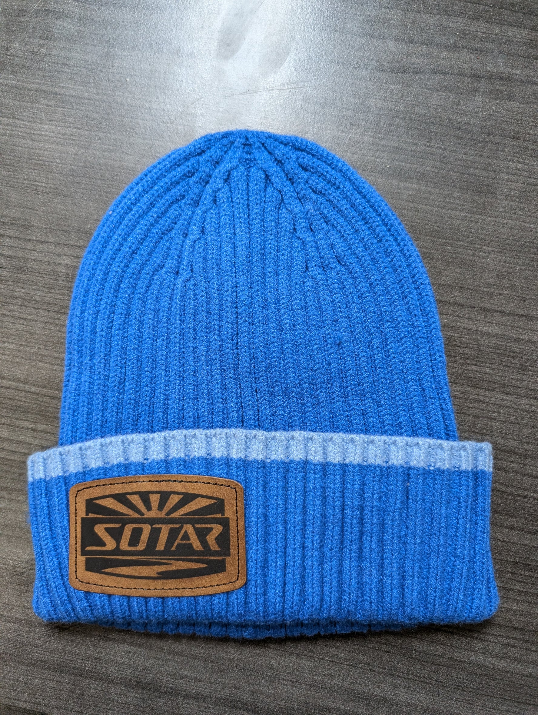 leather patch colored fitted Beanie