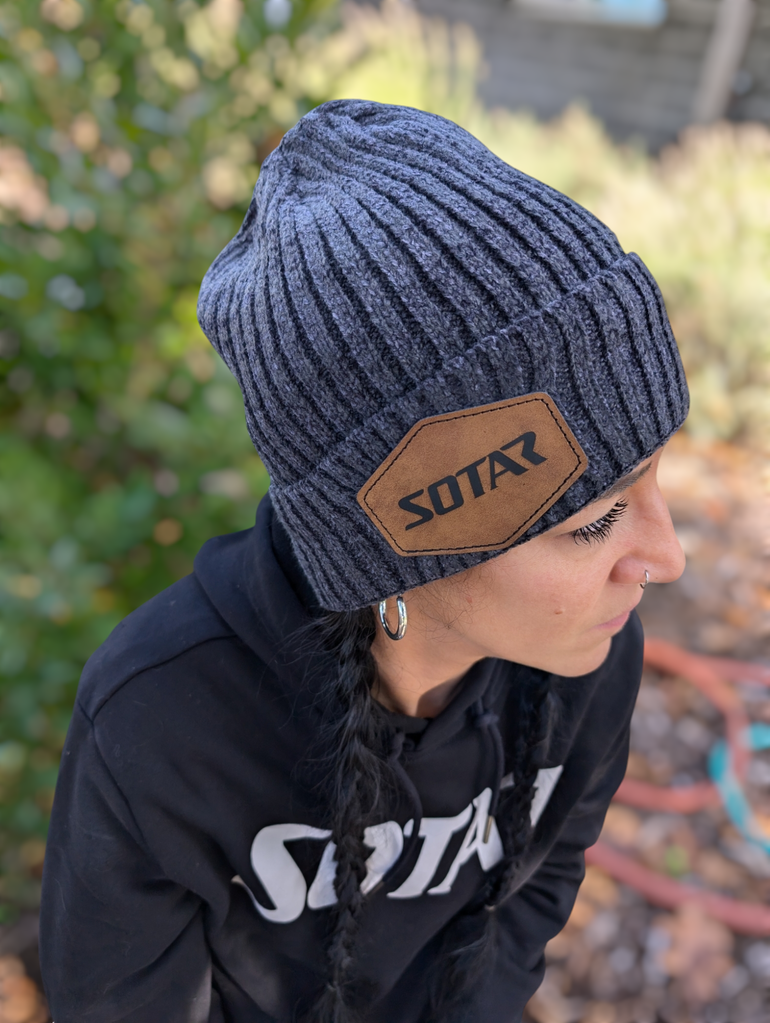 Leather patch Beanie